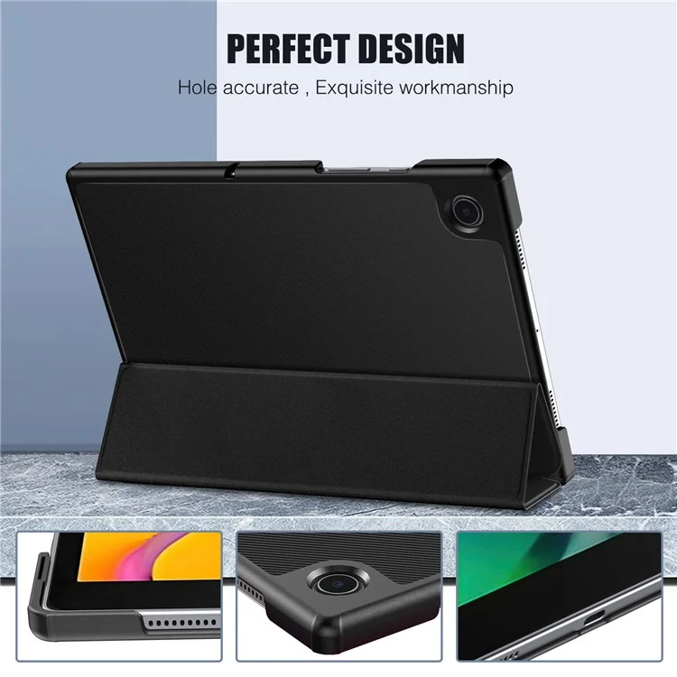 Auto Sleep/Wake Slim Lightweight Tri-fold Stand Case Hard PC Back Cover for Samsung Galaxy Tab A8 10.5 (2021) - Black