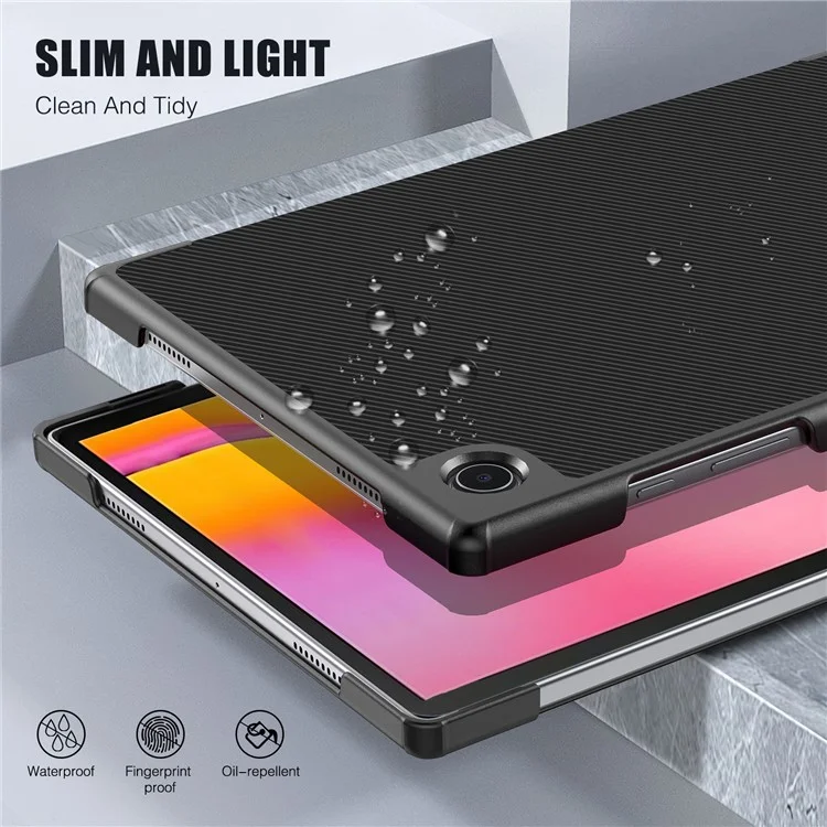Auto Sleep/Wake Slim Lightweight Tri-fold Stand Case Hard PC Back Cover for Samsung Galaxy Tab A8 10.5 (2021) - Black