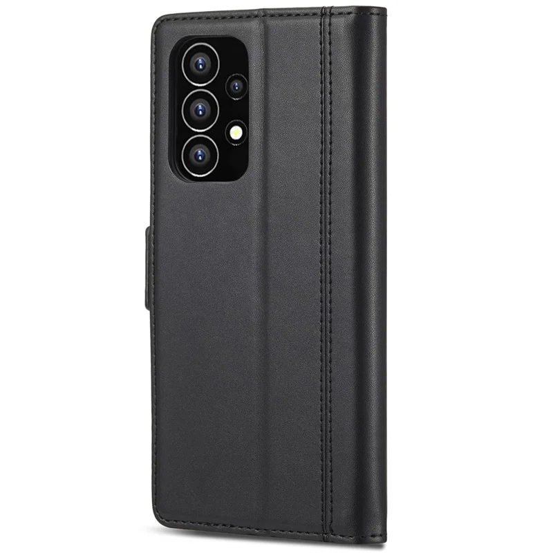 LC.IMEEKE Double Magnetic Clasps PU Leather Foldable Stand Phone Case Cover with Wallet for Samsung Galaxy A53 5G - Black