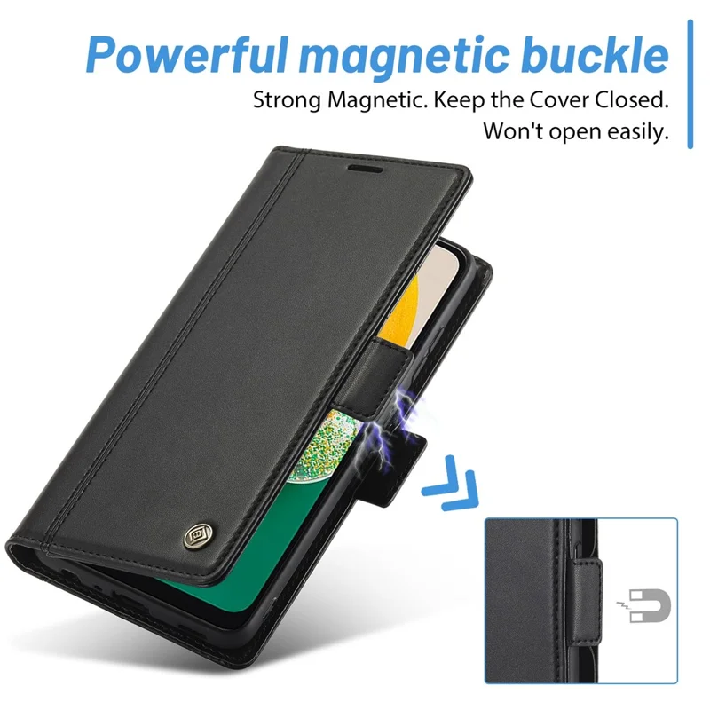 LC.IMEEKE Double Magnetic Clasps PU Leather Foldable Stand Phone Case Cover with Wallet for Samsung Galaxy A53 5G - Black