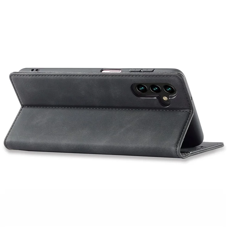 LC.IMEEKE Magnetic Auto Closing PU Leather + TPU Stand Wallet Phone Case Shell for Samsung Galaxy A13 5G / A04s 4G (164.7mm) - Black
