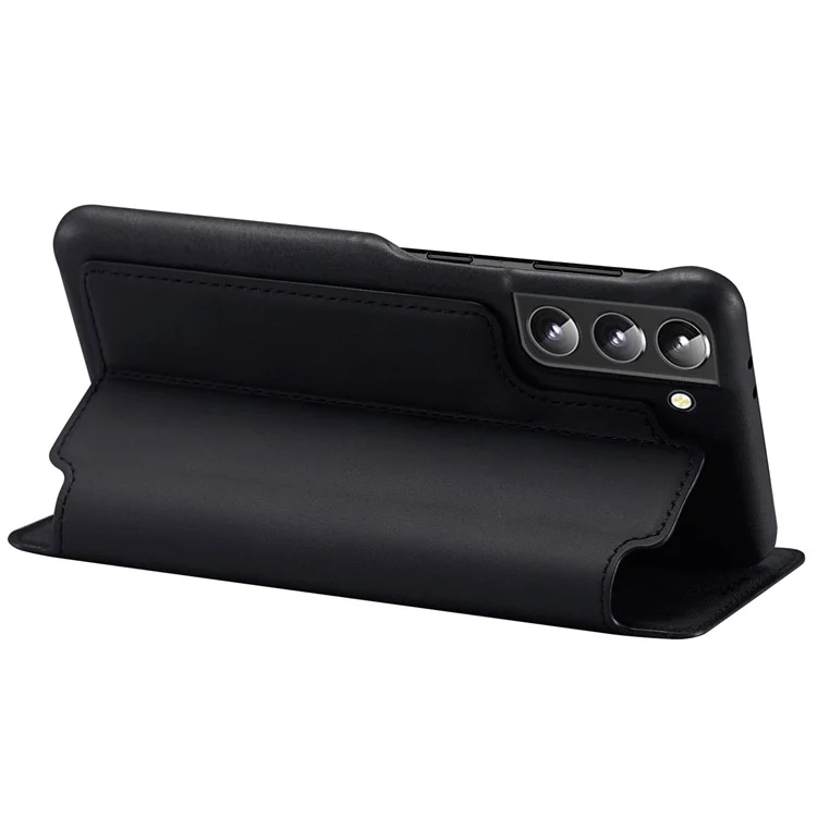LC.IMEEKE PU Leather Phone Case Foldable Stand Card Holder Protective Cover for Samsung Galaxy S22+ 5G - Black