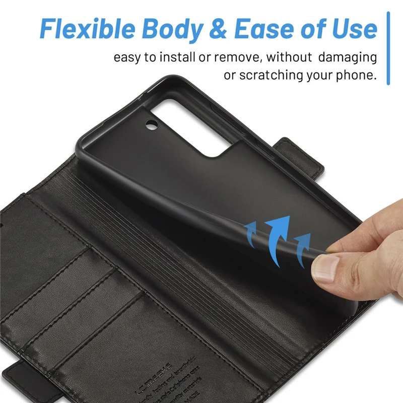 LC.IMEEKE Ståndplånboks i PU-läder med hölsetäcke för Samsung Galaxy S22+ 5G – Svart