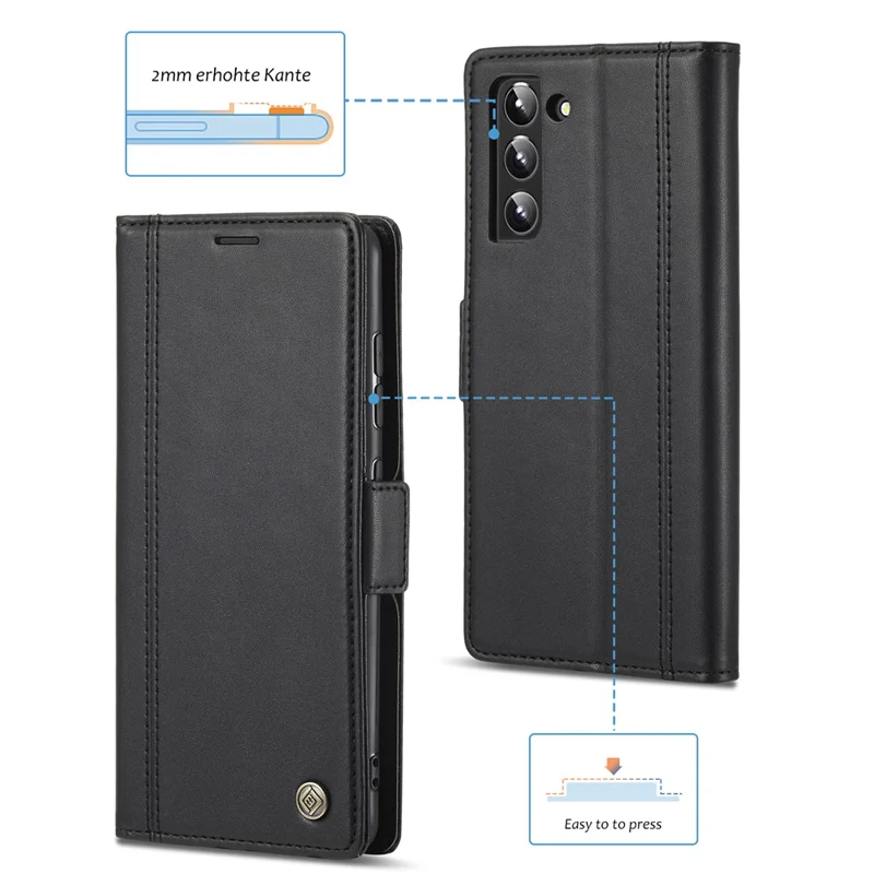 LC.IMEEKE Ståndplånboks i PU-läder med hölsetäcke för Samsung Galaxy S22+ 5G – Svart