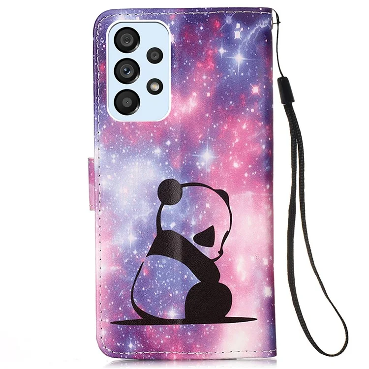 Pattern Printing Stand Wallet Cover Protector PU Leather All-round Protection Phone Case with Hand Strap for Samsung Galaxy A53 5G - Baby Panda