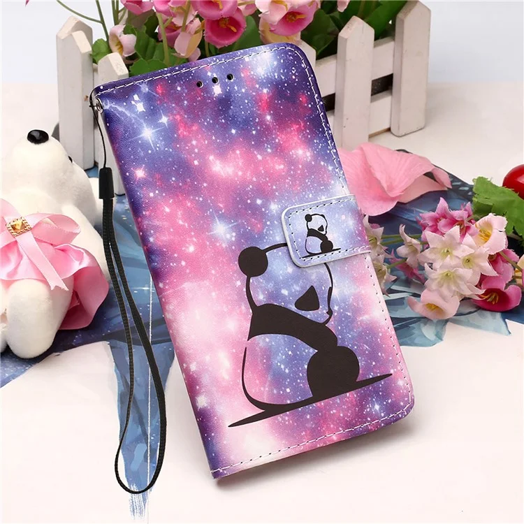Pattern Printing Stand Wallet Cover Protector PU Leather All-round Protection Phone Case with Hand Strap for Samsung Galaxy A53 5G - Baby Panda
