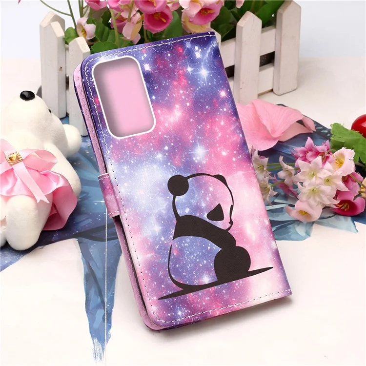 Pattern Printing Stand Wallet Cover Protector PU Leather All-round Protection Phone Case with Hand Strap for Samsung Galaxy A53 5G - Baby Panda