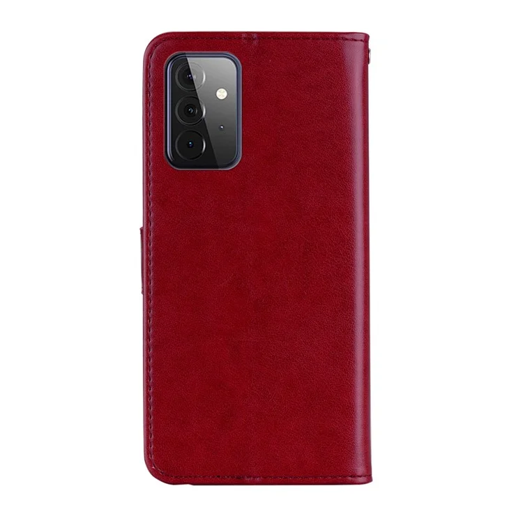 Rhinestone Decor Flip PU Leather Magnetic Clasp Case Wallet Stand Owl Flower Imprinted Shell Cover with Strap for Samsung Galaxy A33 5G - Red