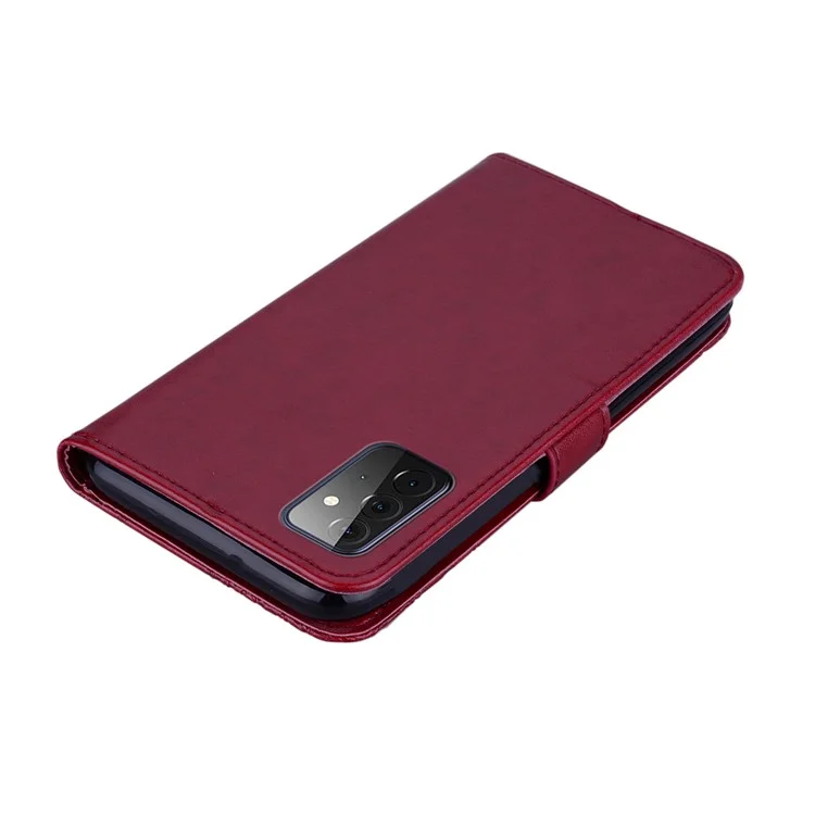 Rhinestone Decor Flip PU Leather Magnetic Clasp Case Wallet Stand Owl Flower Imprinted Shell Cover with Strap for Samsung Galaxy A33 5G - Red
