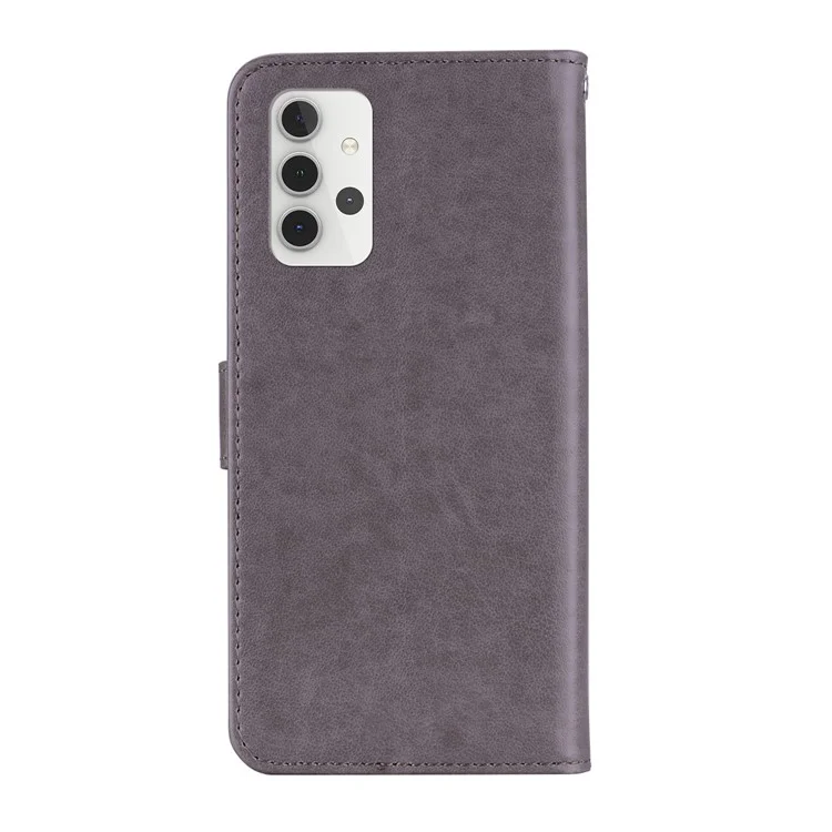 Для Samsung Galaxy A13 4G Rhinestone Decor TPU+PU Leather Magnetic Clasp Phone Shell Cover Wallet Stand Owl Flower Imprinted Phone Case - Grey