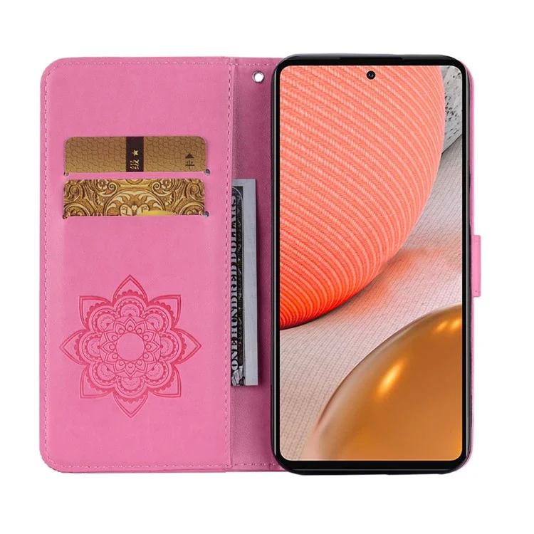Para Samsung Galaxy A53 5G Fashionable Imprinted Owl Flower Pattern Wallet Shell Anti-scratch PU Leather+TPU Flip Phone Case - Rose