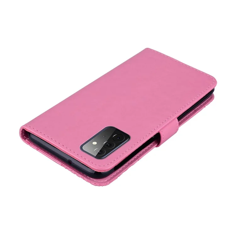 Para Samsung Galaxy A53 5G Fashionable Imprinted Owl Flower Pattern Wallet Shell Anti-scratch PU Leather+TPU Flip Phone Case - Rose