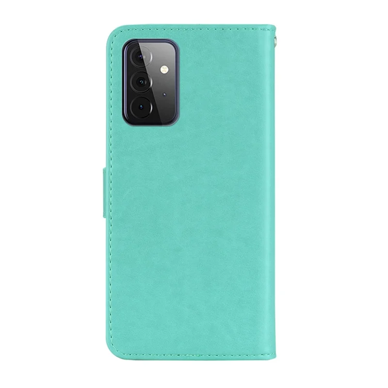 For Samsung Galaxy A53 5G Fashionable Imprinted Owl Flower Pattern Wallet Shell Anti-scratch PU Leather+TPU Flip Phone Case - Cyan
