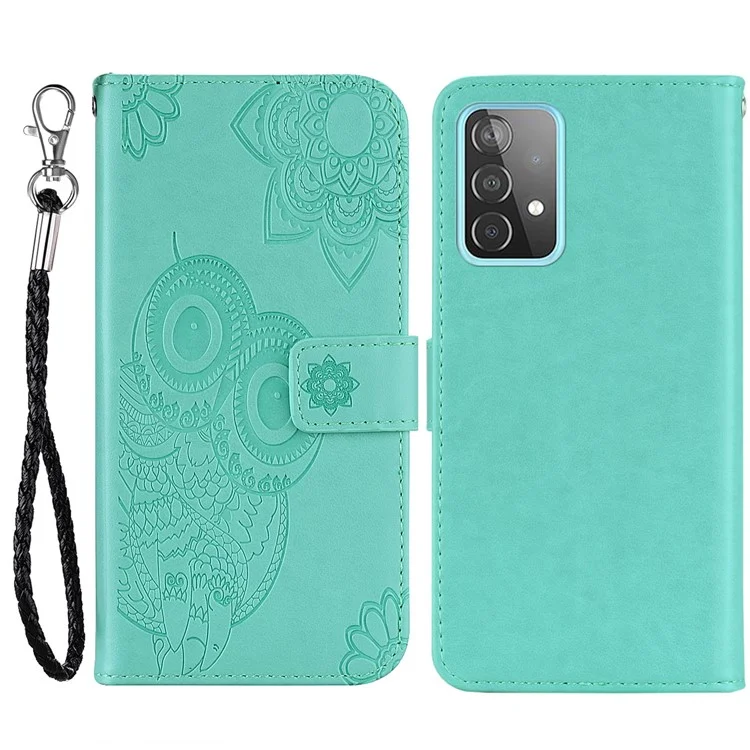 Para Samsung Galaxy A33 5G Anti-dingingprint PU Leather+TPU Case de Teléfono Móvil Flip Flip Shell Estyish Imprimido Flower Flower Willet Cover Cover - Cian