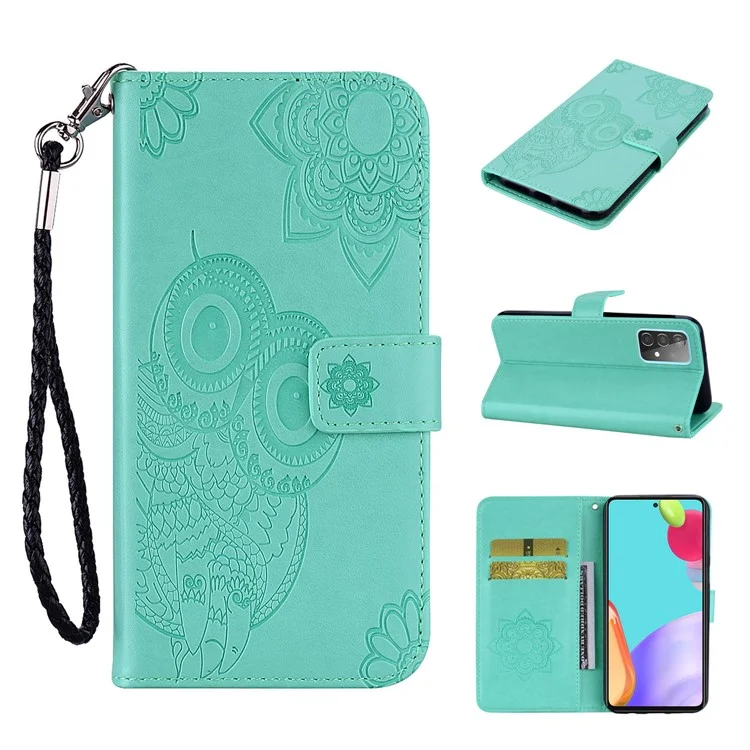 Para Samsung Galaxy A33 5G Anti-dingingprint PU Leather+TPU Case de Teléfono Móvil Flip Flip Shell Estyish Imprimido Flower Flower Willet Cover Cover - Cian
