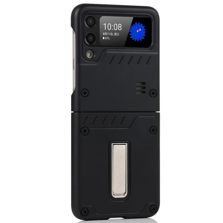 Матовый твердый чехол-флип из ПК с подставкой для защиты Samsung Galaxy Z Flip3 5G - черный