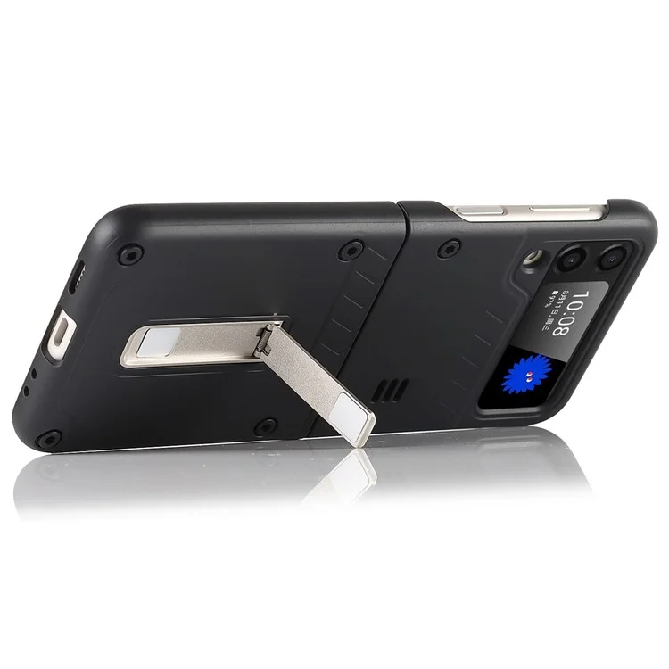 Матовый твердый чехол-флип из ПК с подставкой для защиты Samsung Galaxy Z Flip3 5G - черный