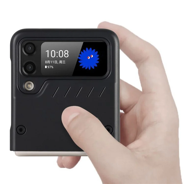 Матовый твердый чехол-флип из ПК с подставкой для защиты Samsung Galaxy Z Flip3 5G - черный