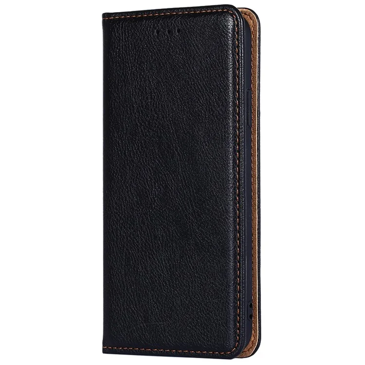Magnetic Auto-absorbed Leather Case Stand Wallet Folio Flip Phone Cover for Samsung Galaxy A03 (164.2 x 75.9 x 9.1mm) - Black