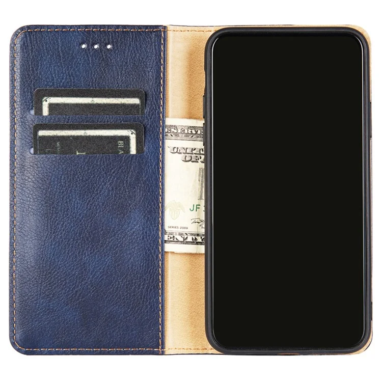 Magnetic Auto-absorbed Leather Case Stand Wallet Folio Flip Phone Cover for Samsung Galaxy A03 (164.2 x 75.9 x 9.1mm) - Black
