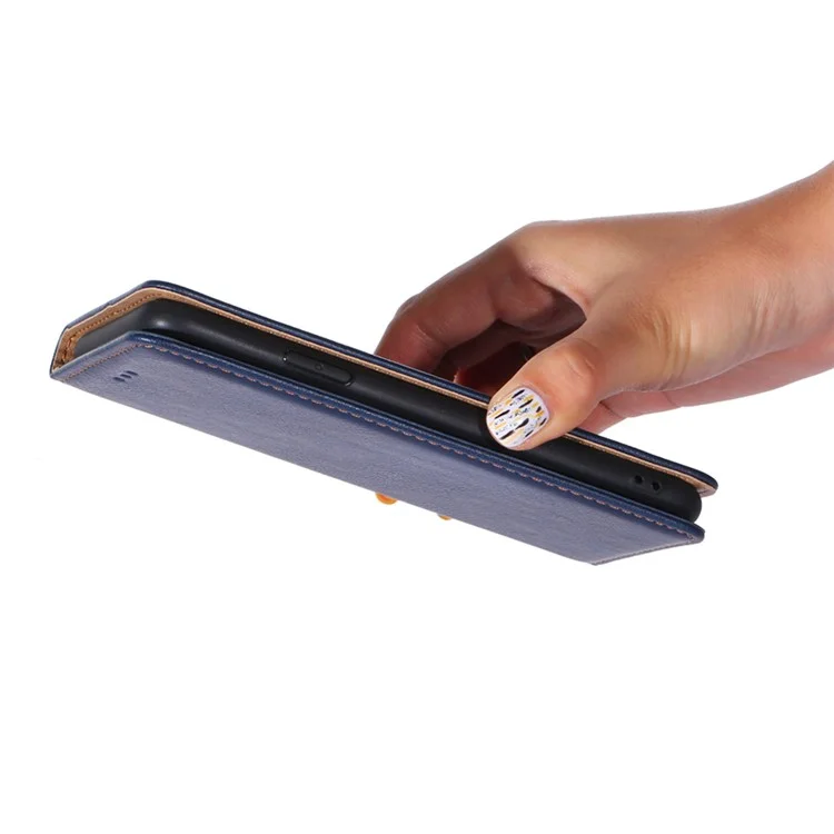 Magnetic Auto-absorbed Leather Case Stand Wallet Folio Flip Phone Cover for Samsung Galaxy A03 (164.2 x 75.9 x 9.1mm) - Black