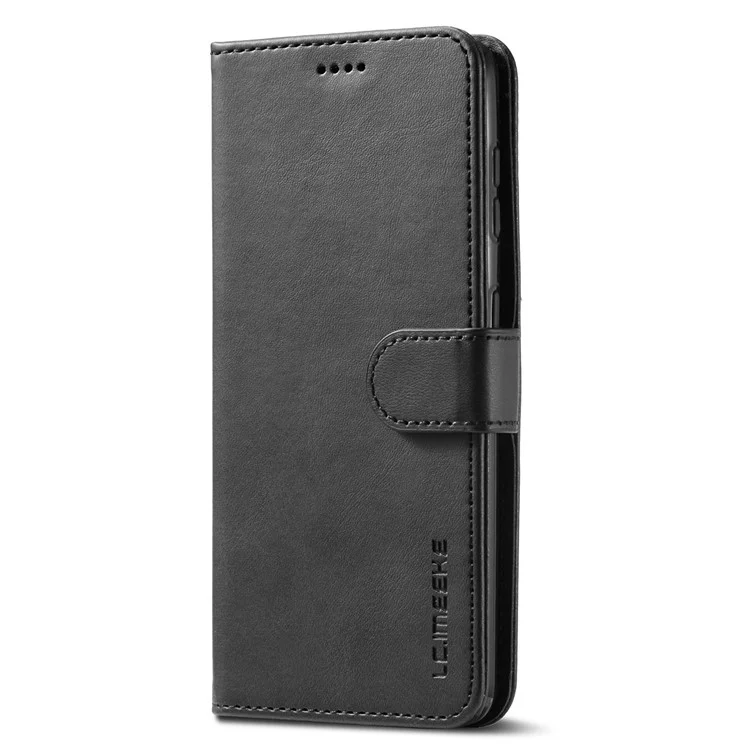 Lc. Billetera de Textura de Imeeke PU Cuero Folio Stand Estuche Teléfono Móvil Cubierta de Caja de Protección Completa Para Samsung Galaxy S21 4G/5G - Negro