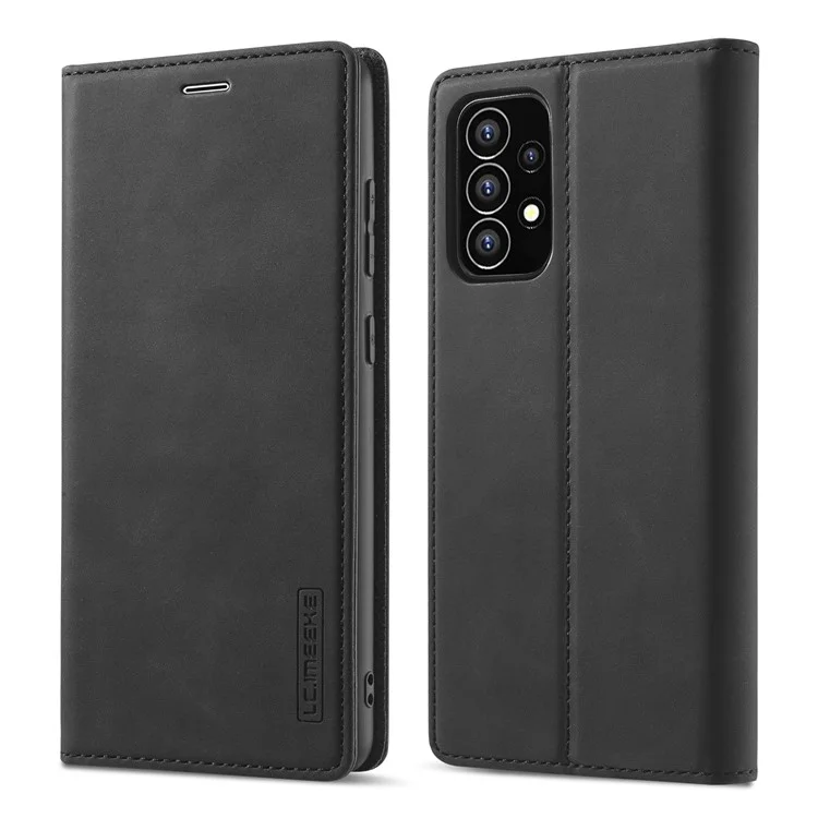 LC.IMEEKE Strong Magnetic Auto Closing PU Leather + TPU Stand Wallet Phone Case Phone Shell for Samsung Galaxy A53 5G - Black
