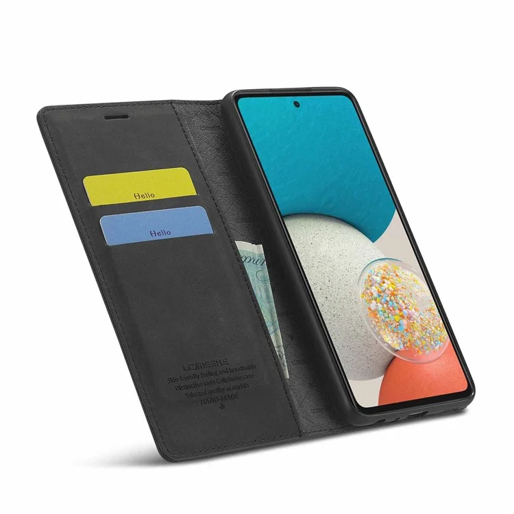 LC.IMEEKE Strong Magnetic Auto Closing PU Leather + TPU Stand Wallet Phone Case Phone Shell for Samsung Galaxy A53 5G - Black