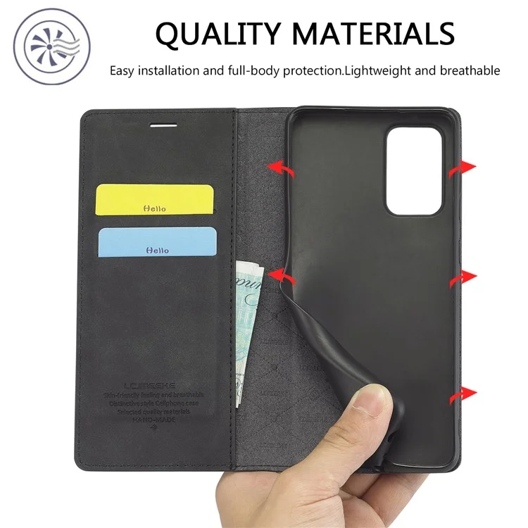 LC.IMEEKE Strong Magnetic Auto Closing PU Leather + TPU Stand Wallet Phone Case Phone Shell for Samsung Galaxy A53 5G - Black