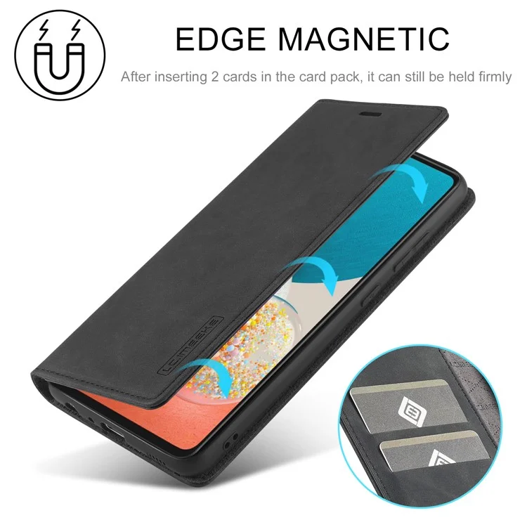 LC.IMEEKE Strong Magnetic Auto Closing PU Leather + TPU Stand Wallet Phone Case Phone Shell for Samsung Galaxy A53 5G - Black
