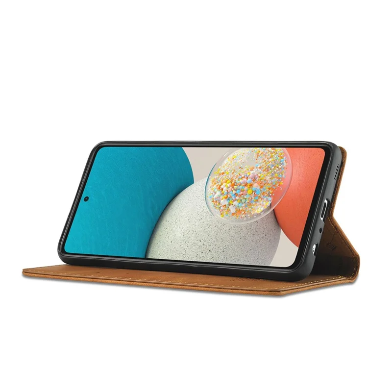 LC.IMEEKE Strong Magnetic Auto Closing PU Leather + TPU Stand Wallet Phone Case Phone Shell for Samsung Galaxy A53 5G - Brown