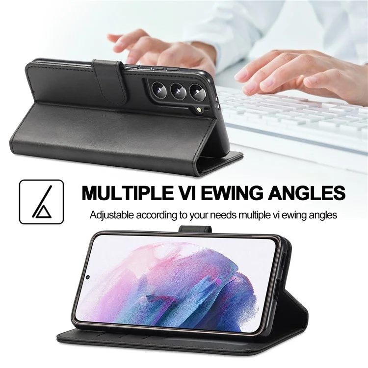 LC.IMEEKE Portefeuille texturé Étui folio en cuir PU bien protégé avec support pour Samsung Galaxy S22+ 5G - Noir 