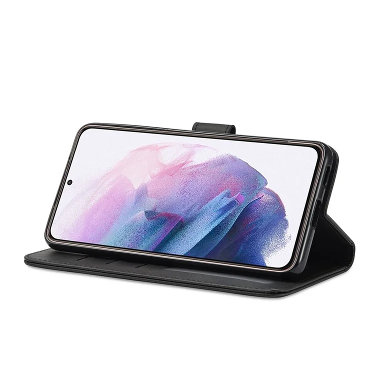 LC.IMEEKE Portefeuille texturé Étui folio en cuir PU bien protégé avec support pour Samsung Galaxy S22+ 5G - Noir 