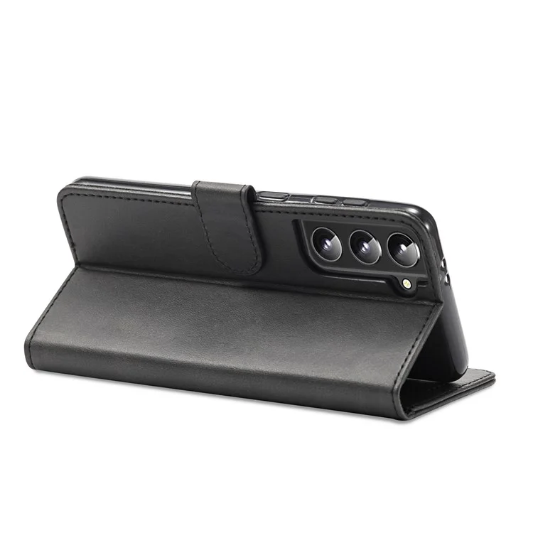 LC.IMEEKE Portefeuille texturé Étui folio en cuir PU bien protégé avec support pour Samsung Galaxy S22+ 5G - Noir 