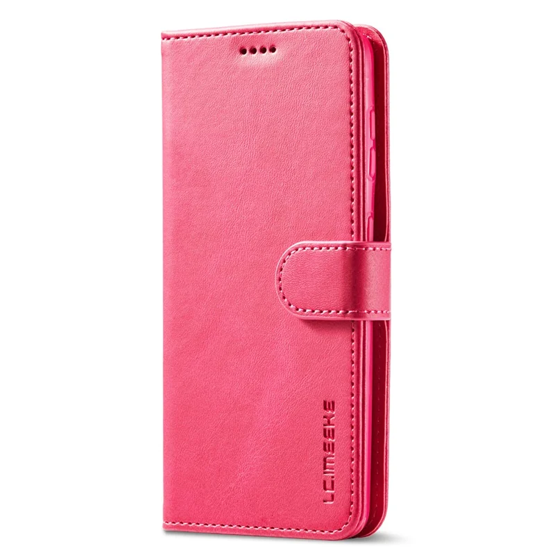 LC.IMEEKE Textured Wallet PU Leather Well-protected Flip Folio Stand Case Mobile Phone Case Cover for Samsung Galaxy S22+ 5G - Red