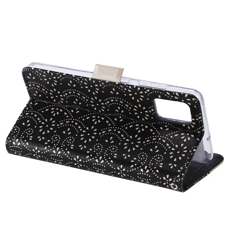 Zipper Wallet Stand Lace Leather Case Shockproof Phone Cover with Bowknot Strap for Samsung Galaxy A33 5G - Black