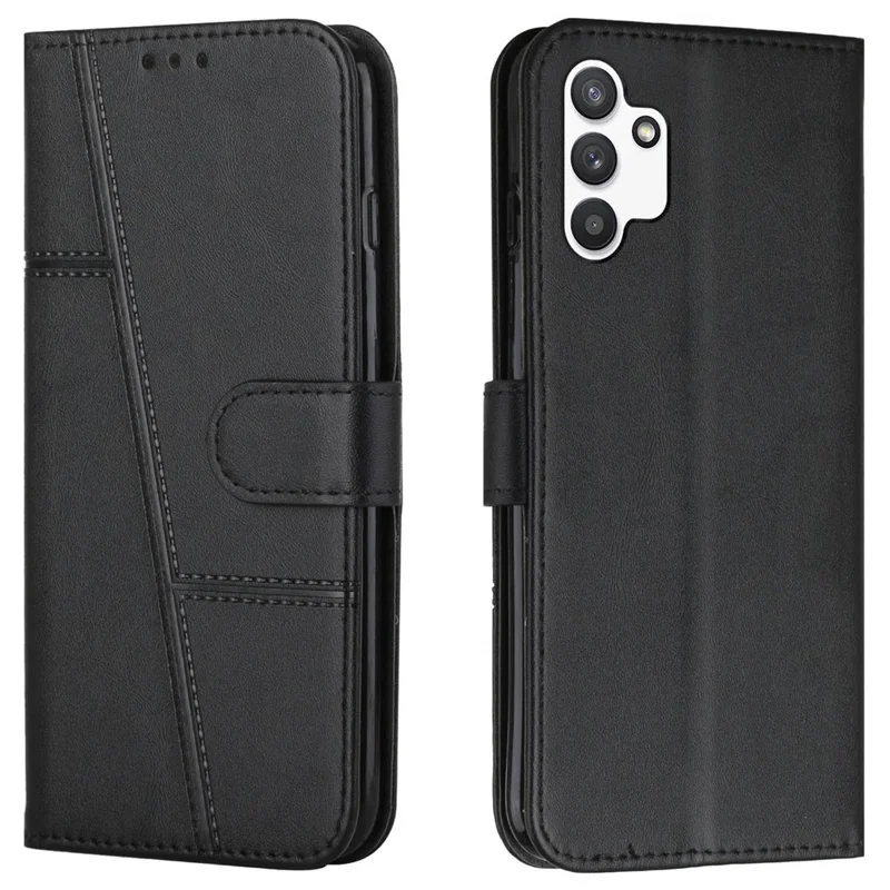 Stitching Design PU-Leder-Folio-Flip-Case-Ständer-Mappen-Handyhülle für Samsung Galaxy A13 4G – Schwarz