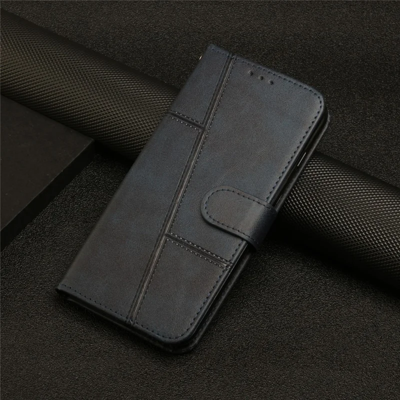 Stitching PU Leather Stand Wallet Phone Case Dual-sided Magnetic Clasp Cover for Samsung Galaxy A53 5G - Sapphire