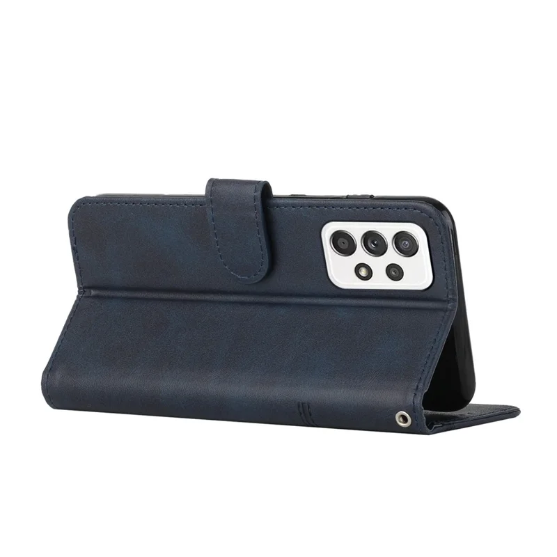 Stitching PU Leather Stand Wallet Phone Case Dual-sided Magnetic Clasp Cover for Samsung Galaxy A53 5G - Sapphire