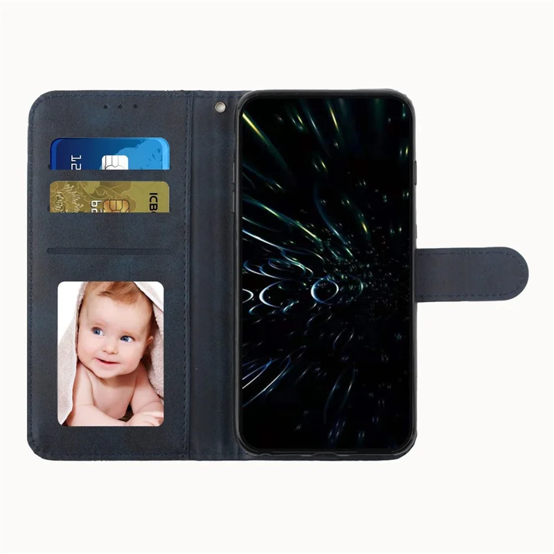 Stitching PU Leather Stand Wallet Phone Case Dual-sided Magnetic Clasp Cover for Samsung Galaxy A53 5G - Sapphire
