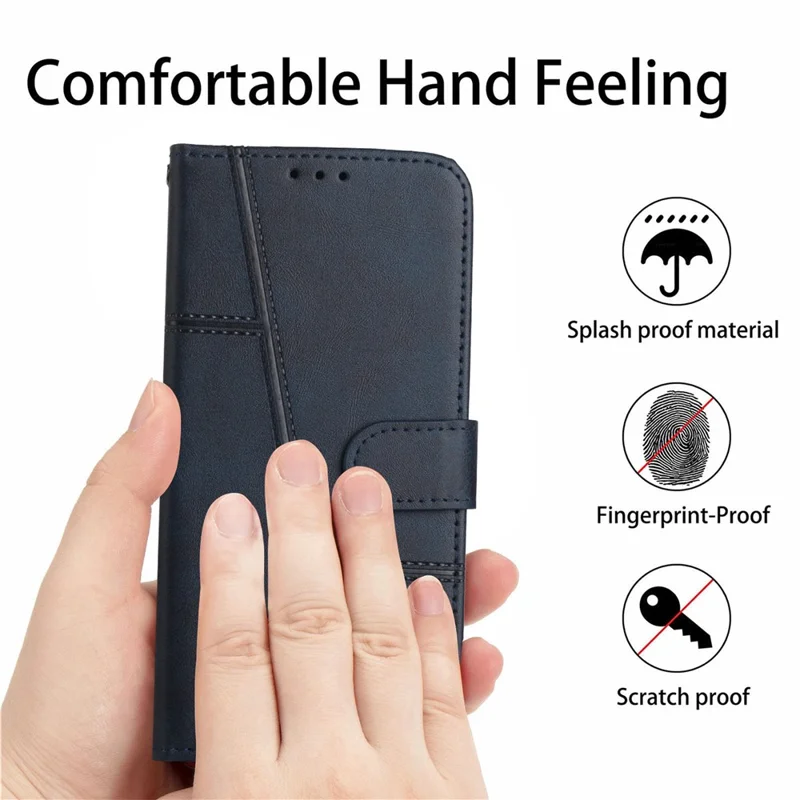 Stitching PU Leather Stand Wallet Phone Case Dual-sided Magnetic Clasp Cover for Samsung Galaxy A53 5G - Sapphire
