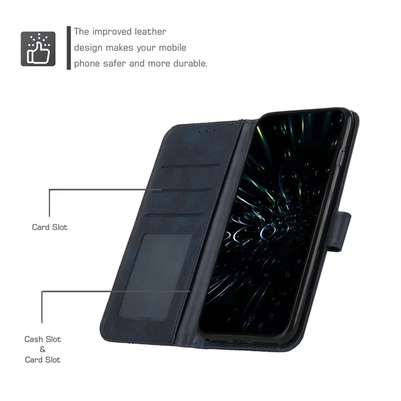 Stitching PU Leather Stand Wallet Phone Case Dual-sided Magnetic Clasp Cover for Samsung Galaxy A53 5G - Sapphire