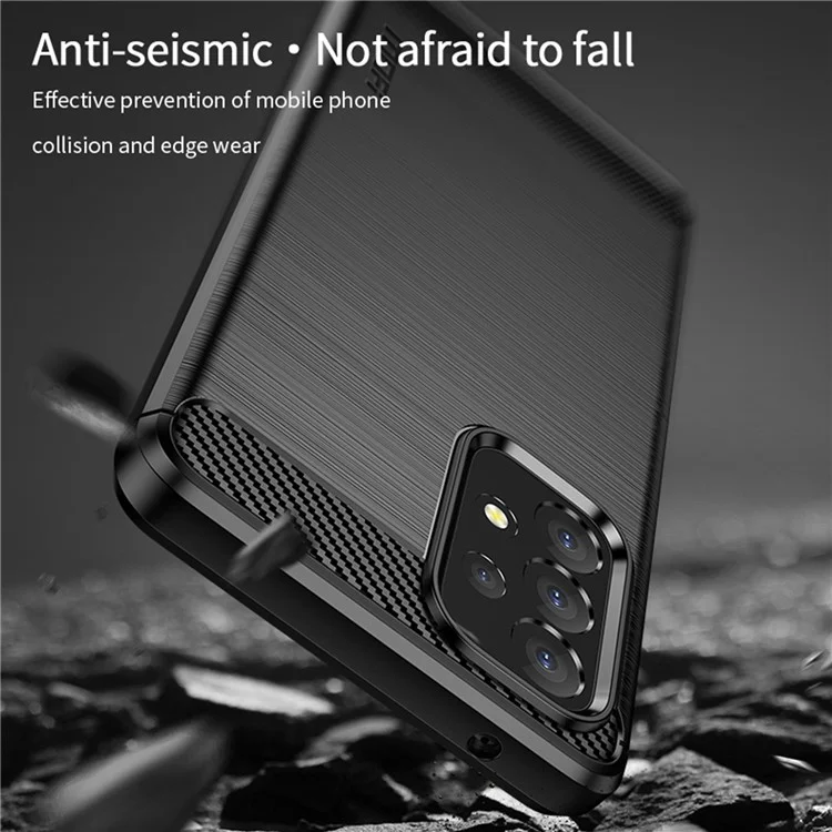 MOFI Carbon Fiber Texture Brushed Surface TPU Phone Case Scratch-resistant Protective Cover for Samsung Galaxy A53 5G - Black