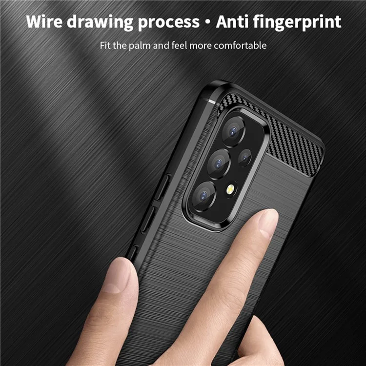 MOFI Carbon Fiber Texture Brushed Surface TPU Phone Case Scratch-resistant Protective Cover for Samsung Galaxy A53 5G - Black