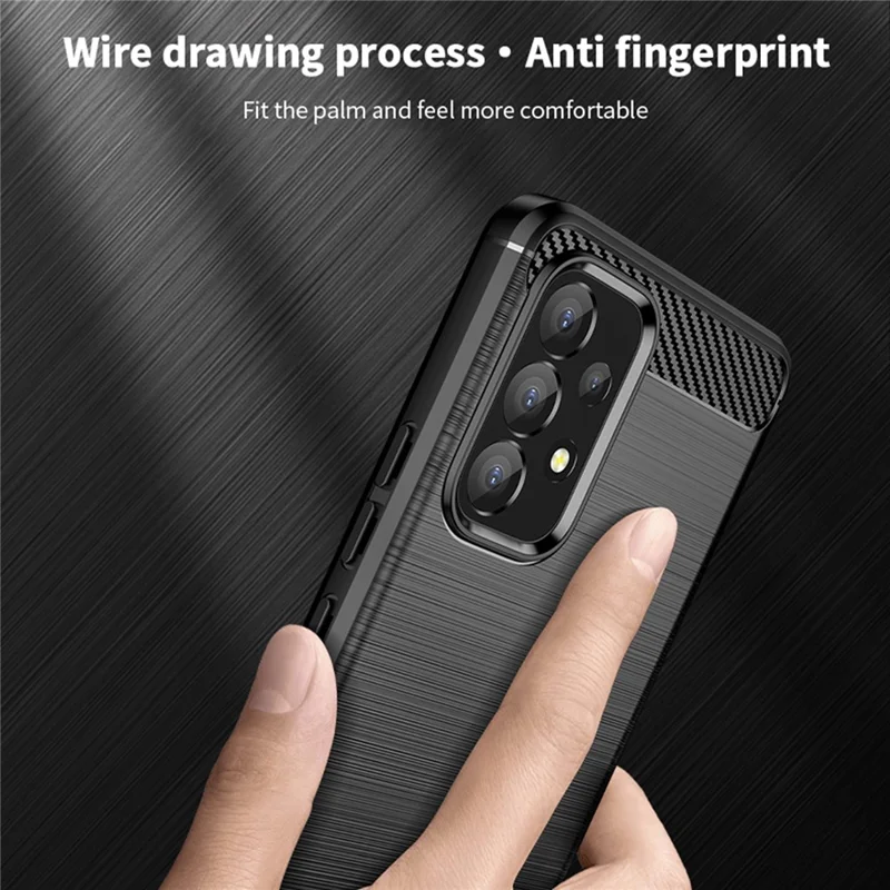 MOFI Carbon Fiber Texture Brushed Surface TPU Phone Case Scratch-resistant Protective Cover for Samsung Galaxy A53 5G - Red