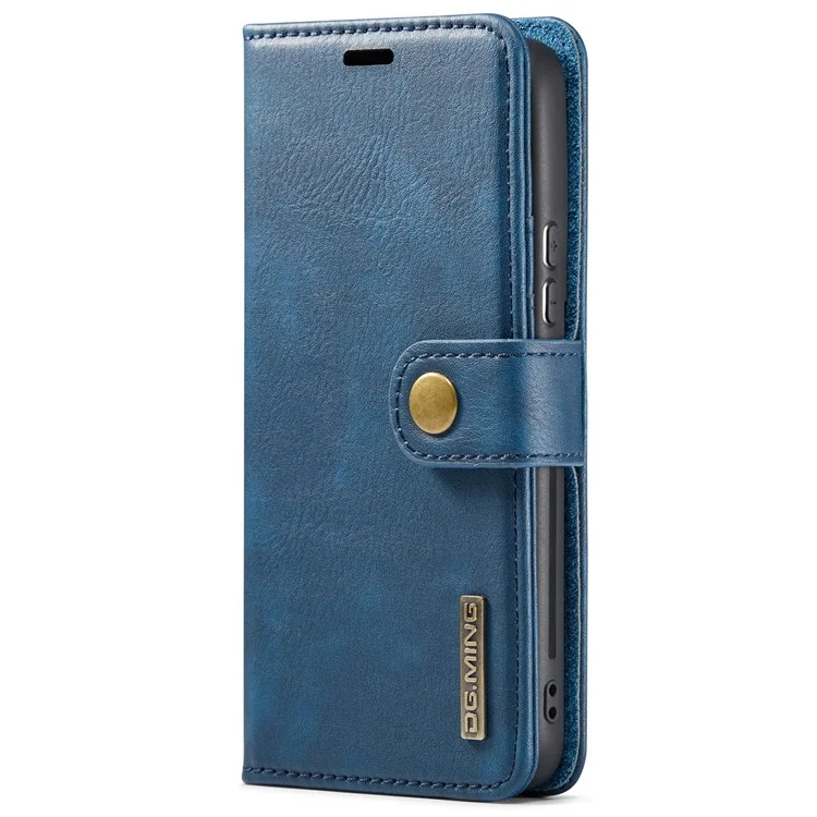 DG.MING Split Leder Geldbörse Vollschutz Gehäuse Abnehmbar 2-in-1 TPU Innenhülle für Samsung Galaxy S22+ 5G - Blau