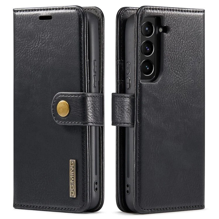 DG.MING Für Samsung Galaxy S22 5G Abnehmbare 2-in-1 Split Leder Komplett-Schutz-Schale Wallet Cover TPU Inner Phone Case - Schwarz