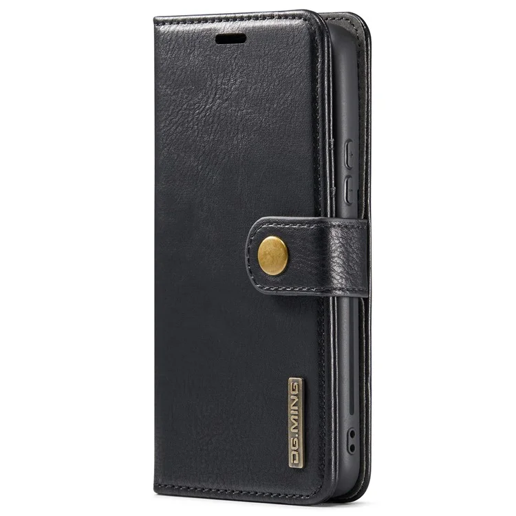 DG.MING Für Samsung Galaxy S22 5G Abnehmbare 2-in-1 Split Leder Komplett-Schutz-Schale Wallet Cover TPU Inner Phone Case - Schwarz