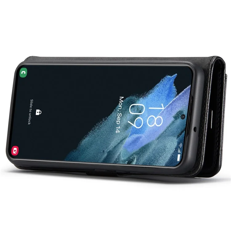DG.MING Für Samsung Galaxy S22 5G Abnehmbare 2-in-1 Split Leder Komplett-Schutz-Schale Wallet Cover TPU Inner Phone Case - Schwarz
