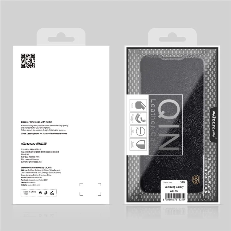 NILLKIN Qin Series PU Leather + PC Phone Case Anti-drop Anti-scratch Cover with Card Holder for Samsung Galaxy A13 5G / A04s 4G (164.7 x 76.7 x 9.1 mm) - Marrón